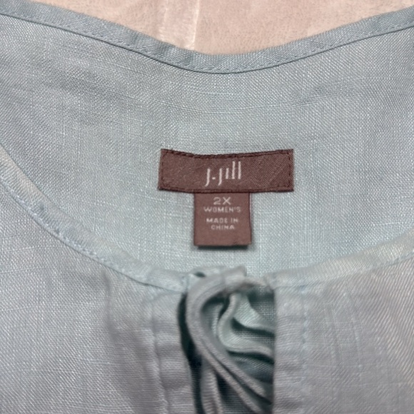J. Jill Womens Light Blue Linen Tunic Blouse Loose Relaxed Fit Plus Size 2X - Picture 5 of 8